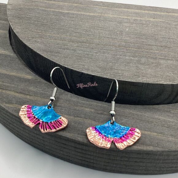 🌸Boho Ginkgo Leaf colorful Drop Earrings🌸 - Picture 5 of 13